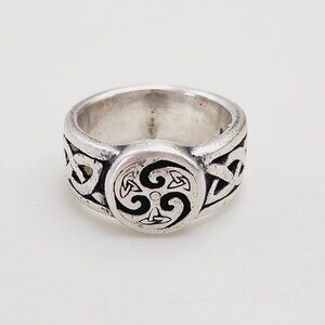 Vintage Peter Stone Triskele Celtic Knot Solid 925 Sterling Silver Ring 4.75